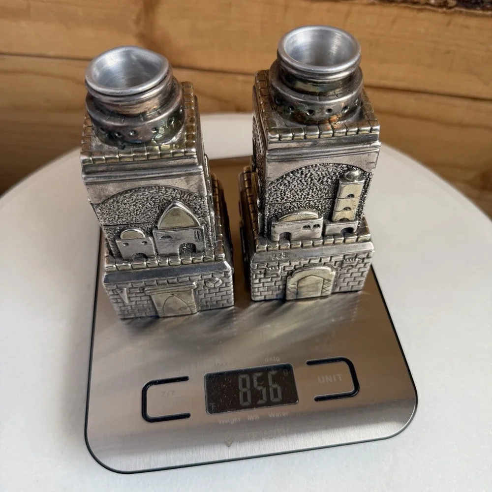 Judaica Sterling 925 Shabbat Jewish Candle Sticks‎ Religious Holloware VTG Set